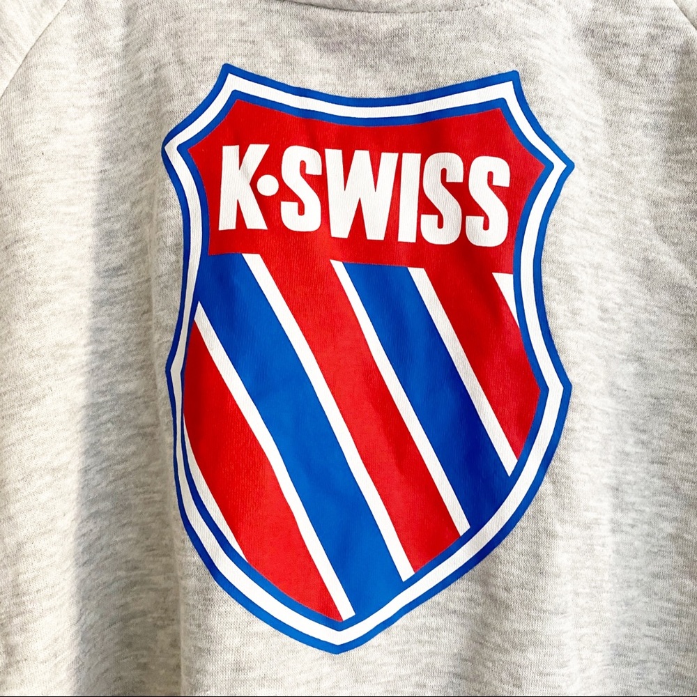 K-Swiss Grind Cropped Logo Hooded Sweatshirt Heather Grey M - Picture 6 of 9